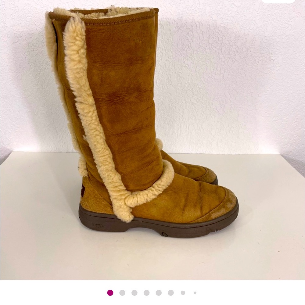 UGG Tan with Cream Fur Detail Tall Winter Boots